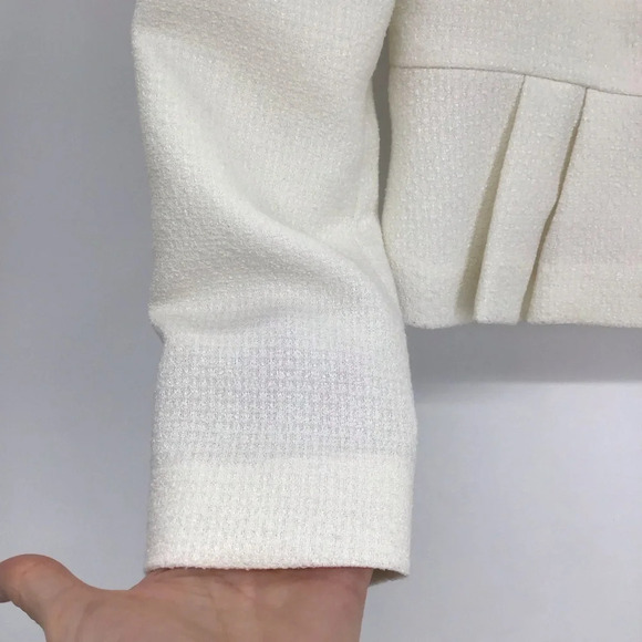 E’cole De Paris Women’s Crepe Blazer Formal Jacket Flower Detail Ivory Size S - Picture 7 of 9